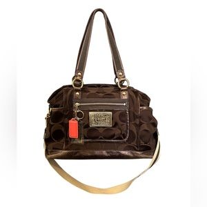 Coach Poppy EUC Brown Signature Shoulder Bag with Crossbody Strap